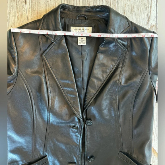 Preston & York Vintage Black Lamb Skin Leather Blazer Suit Jacket Coat MP - Picture 11 of 14